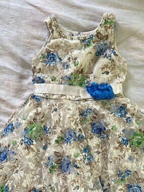 Sundress Blue and Green Sleeveless Scoop Neck for Dress Up Party